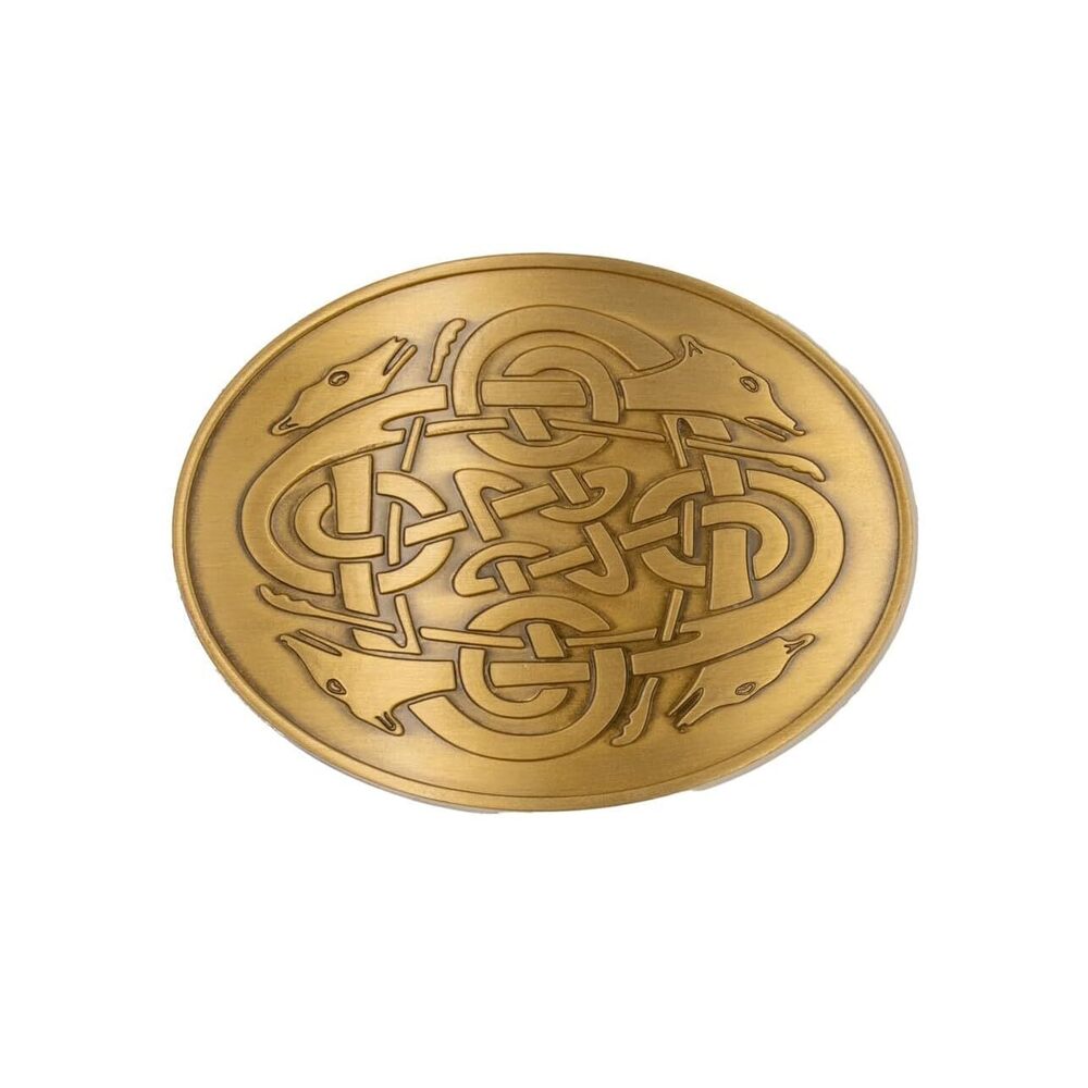 8032 Irish Celtic Belt Buckle - Oval Silver Belt Buckle Made in Ireland